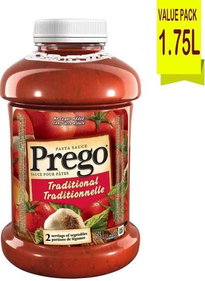 Prego Pasta Sauce, Traditional Italian Tomato Pandora And Garlic Sauce 1.75liter Pack of 1