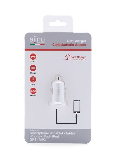 aiino Car Charger 2.4A With Single USB White