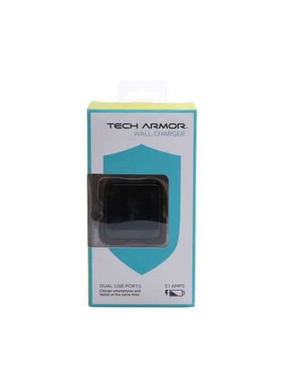 Tech Armor Dual USB Wall Charger 3.1Amps Black