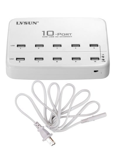 Lvsun ETL Certificated Universal Charger 60W 10 Ports White
