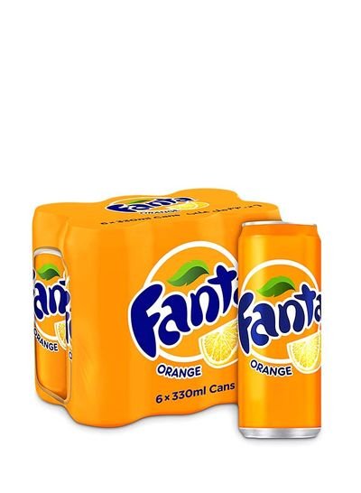 Fanta Orange Carbonated Soft Drink Cans 330ml Pack Of 6