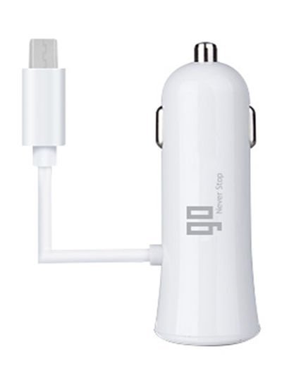 GO MicroUSB Car Charger 3.4 Ampere With Extra USB Port White