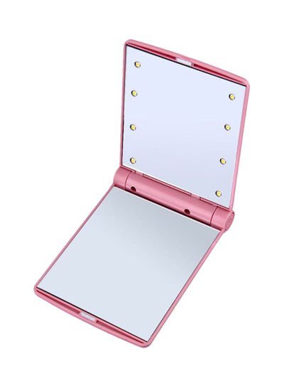 OUTAD LED Folding Makeup Mirror Pink