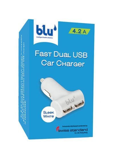 Blu Fast Dual USB Car Charger White