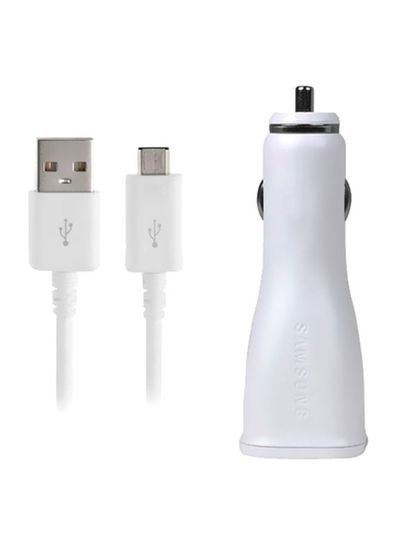 Samsung USB Car Charger And Cable White