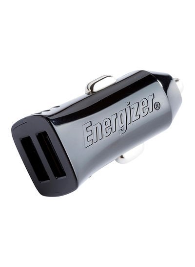 Energizer HighTech 2.4A Dual USB Output Universal Car Charger, Smart IC Technology 12watts Black