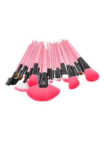 Mufy 24-Piece Professional Makeup Brush Set With Bag Pink/Black