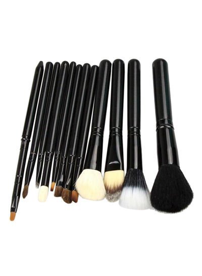 Generic 12-Piece Makeup Brush Container Set With Cup Holder Black