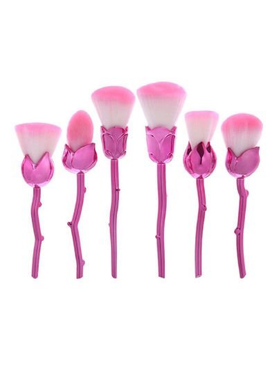 Generic 6-Piece Makeup Brush Set Pink Rose/White