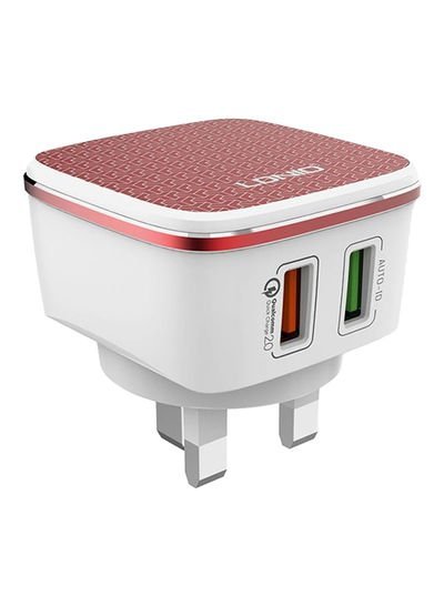 LDNIO Dual USB Wall Charger With Cable White/Red