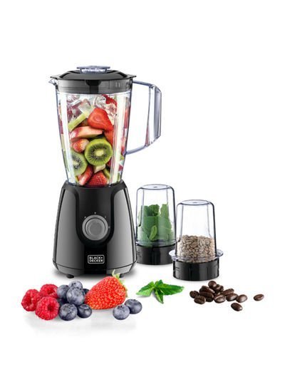 BLACK+DECKER Blender and Smoothie Maker With Grinder Mill And Chopper Mill 1.5 l 400 W BX440 Black