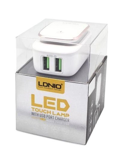 LDNIO LED Touch Lamp With 2 USB Port White