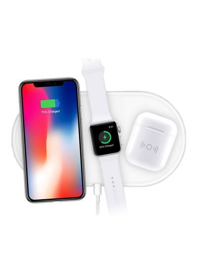 MARGOUN Charging Pad 3 in 1 Air QI Wireless Power For Apple Watch 42mm (1st gen), Apple iPhone X, Apple AirPods White