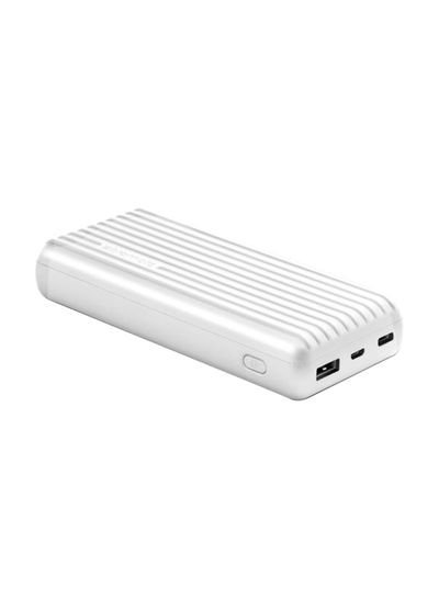 Promate 20000 mAh Portable 3.1A Dual USB Fast Charging External Battery Pack with USB-C Input /Output Port and Over-Charging Protection For iPhone X, XS, XR, Samsung S9+/S8, Note 9, Titan-20C White