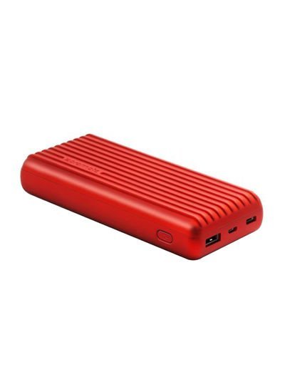 Promate 20000 mAh Portable 3.1A Dual USB Fast Charging External Battery Pack with USB-C Input /Output Port and Over-Charging Protection For iPhone X, XS, XR, Samsung S9+/S8, Note 9, Titan-20C Red