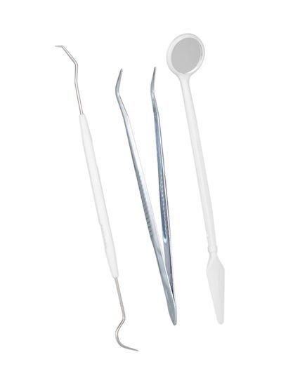 Generic 3-Piece Dental Teeth Scraper Tool Kit Silver 0.02kg