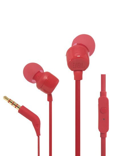 JBL Tune 110 In-Ear Wired Headphones With Mic Red