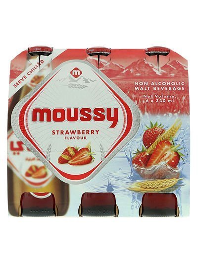 Moussy Strawberry Flavour Non Alcoholic Malt Beverage Glass  Bottles 330ml Pack of 6
