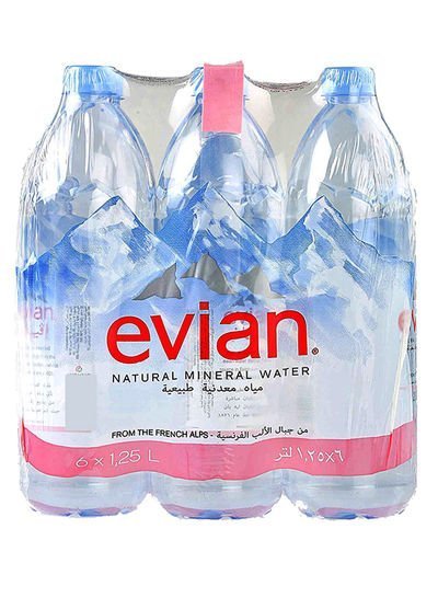 Evian Natural Mineral Water 7.5L Pack of 6
