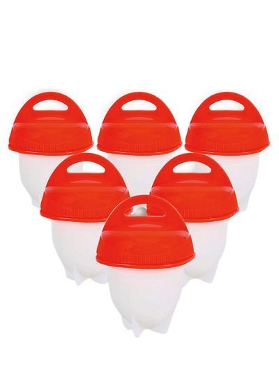 Generic 6-Piece Egg Cooker Cup Set ZDQ1 Red/White