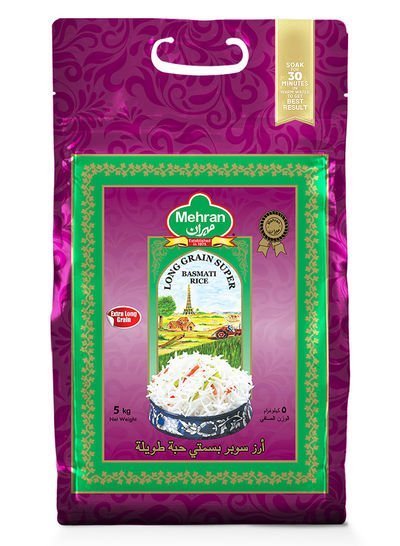 Mehran Long Grain Super Basmati Rice 5kg  Single