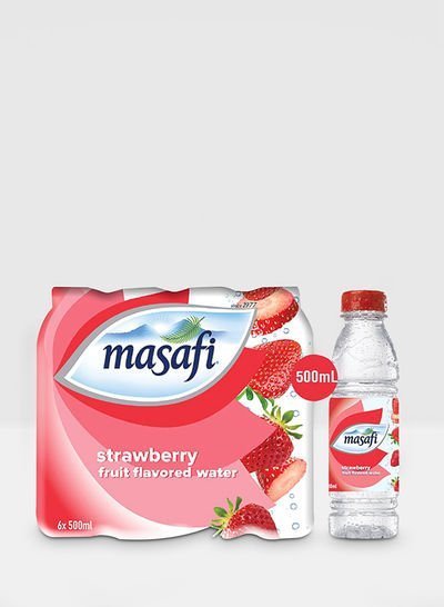 Masafi Strawberry Fruit Flavoured Water 500ml Pack of 6