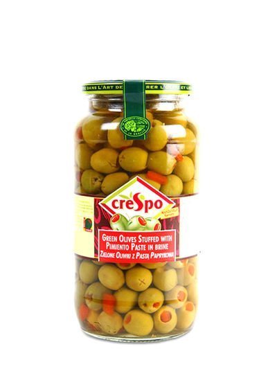 creSpo Green Olives Stuffed With Pimiento Paste In Brine 550g
