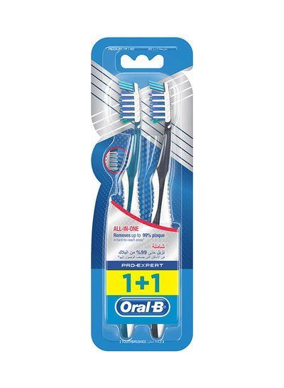 Oral B Pro-Expert All-in-One Medium Manual Toothbrush Pack of 2 Multicolour