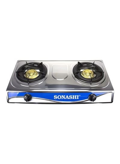 SONASHI Double Burner Gas Stove SGB-208S Silver/Black/Blue