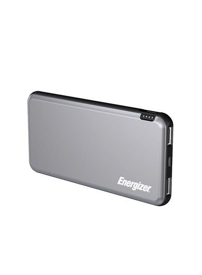 Energizer 10000 mAh 2.1A Fast Charging Power Bank, Dual USB Outputs, Slim, Compact with powerSafe Management Titanium Grey