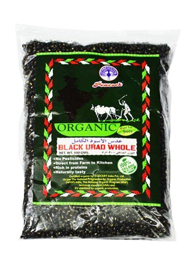 Peacock Organic Black Urad Whole 500g