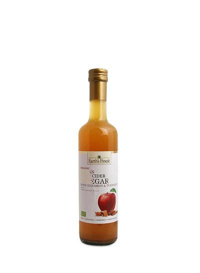 Earth`s Finest Organic Apple Cider Vinegar With Cinnamon And Turmeric 500ml
