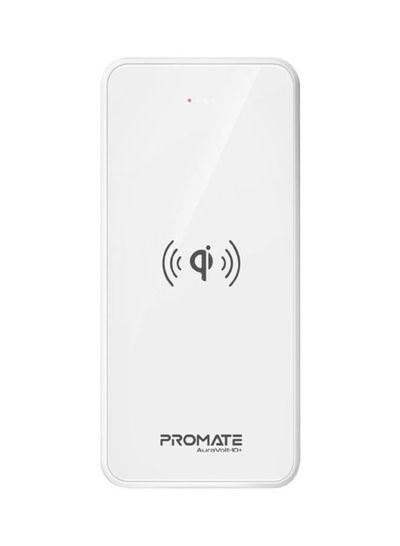 Promate 10000 mAh Qi Wireless Charging Power Bank White