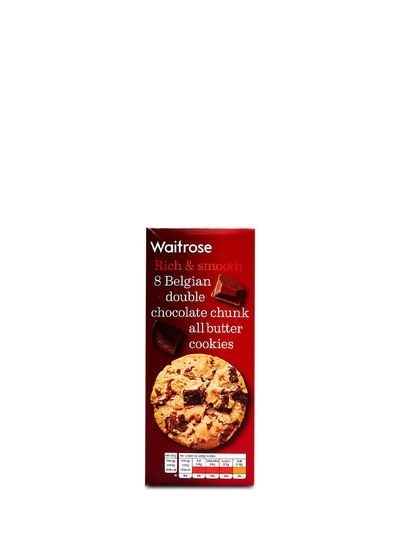 WAITROSE Rich & Smooth 8 Belgian Bouble Chocolate Chunk Cookies 200g