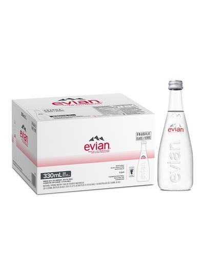 Evian Natural Spring Water Glass Bottle 330ml Pack of 20