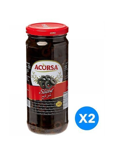 ACORSA Black Olive Sliced 470g Pack of 2