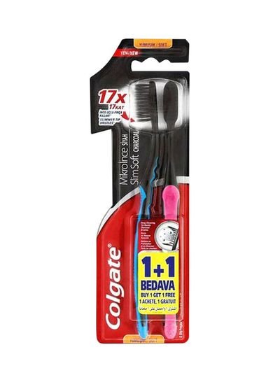 Colgate Slim Soft Black Charcoal Toothbrush Value Pack 2Piece Multcolor 229x75x25millimeter