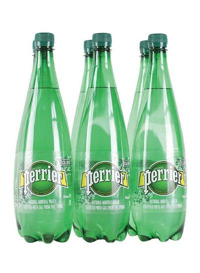 Perrier Natural Sparkling Mineral Water Bottle 1L Pack of 6