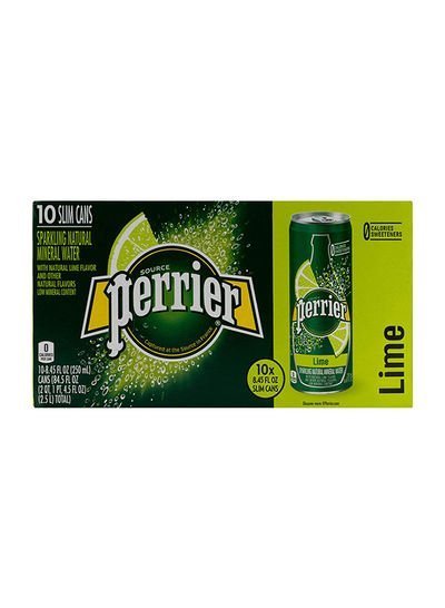 Perrier Lime Sparkling Natural Mineral Water Can 250ml Pack of 10