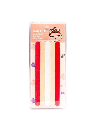 MUMUSO 5-Piece Double-Sided Nail File Set Red/Beige/White