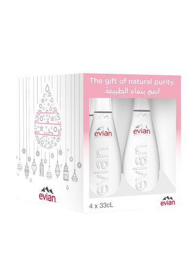 Evian Natural Mineral Water 330ml Pack of 4