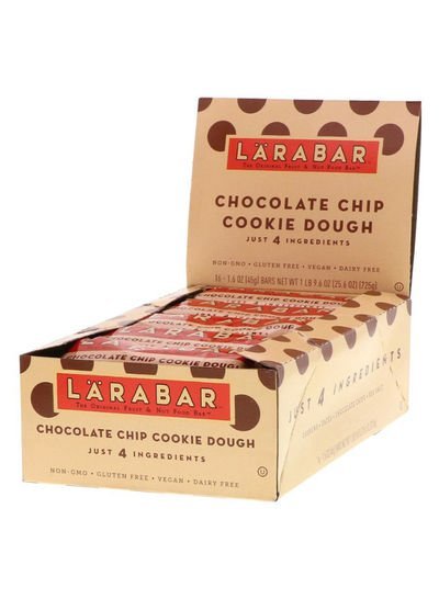 LARABAR Chocolate Chip Cookie Dough 1.6ounce Pack of 16