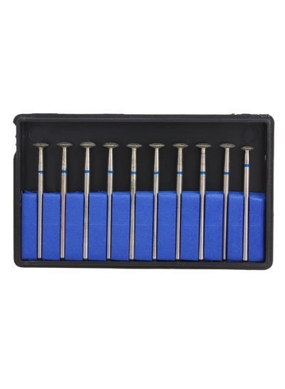 Generic 10-Piece Dental Grinding Burs Drill Bit Set With Case Silver