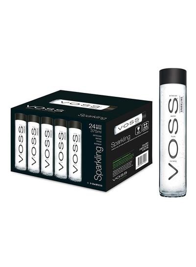Voss Natural Mineral Sparkling Water Glass Bottle 375ml Pack of 24