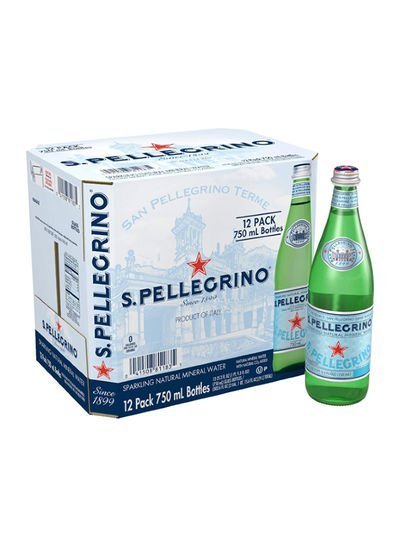 San Pellegrino Sparkling Natural Mineral Water Glass 750ml Pack of 12