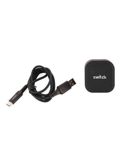 Switch Dual USB Wall Charger With Type-C Cable Black