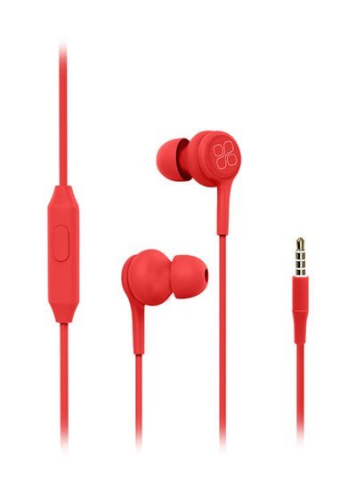 Promate Universal Dynamic Hi-Res Noise Isolating Wired Earphones with Built-In Mic, Remote Control, HD Sound Quality and 1.2m Tangle-Free Cord For Smartphones, Tablets, Pc, MP3 Player, Duet Red