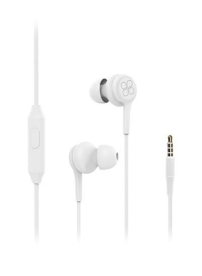 Promate Universal Dynamic Hi-Res Noise Isolating Wired Earphones with Built-In Mic, Remote Control, HD Sound Quality and 1.2m Tangle-Free Cord For Smartphones, Tablets, Pc, MP3 Player, Duet White