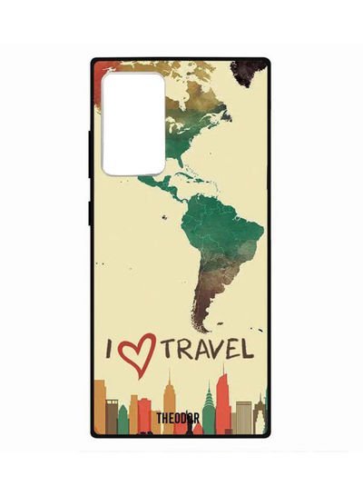 Theodor I Love Travel Printed Case Cover For Samsung Galaxy Note20 Ultra Beige/Green/Red