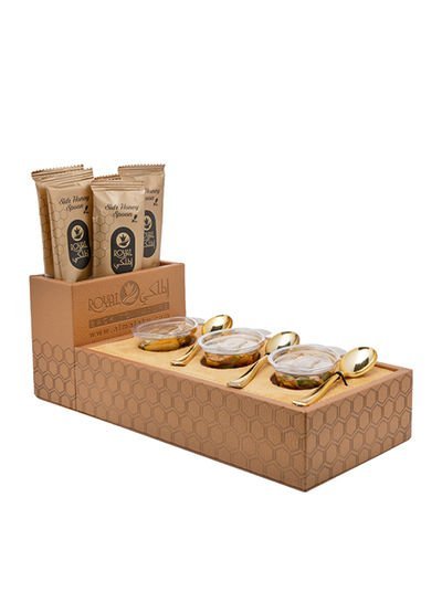 Al Malaky Royal Honey Gift Luxury Leather Office Gift (5 Sider Spoon + 3 Nuts With Honey) 700g Pack of 5